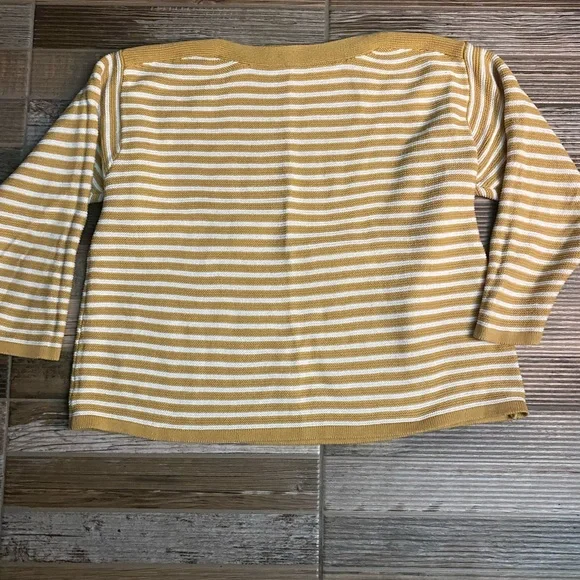 Croft & Barrow Mustard and White Striped Sweater - Picture 2 of 5